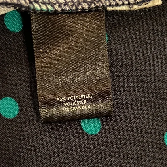 Ann Taylor Dark Blue Dress with Teal Dots - Picture 6 of 7